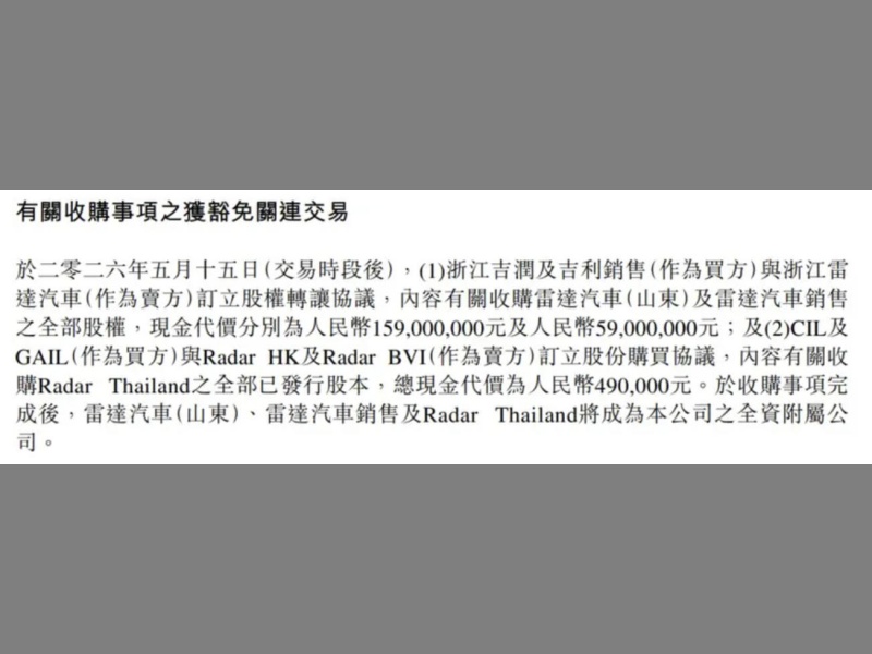 吉利2.18亿全资收购雷达汽车 加码新能源皮卡